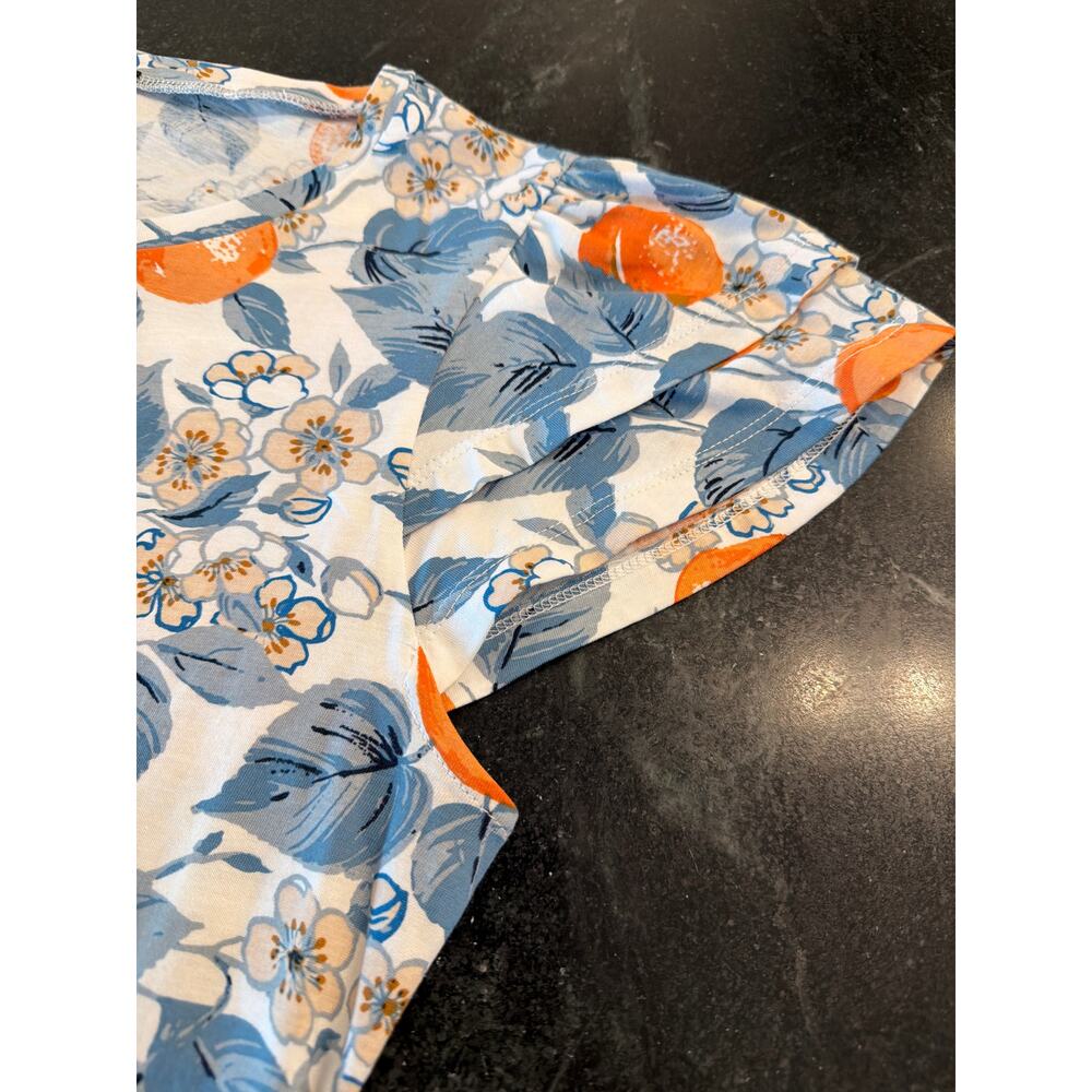 Ann Taylor Factory citrus fruits flutter sleeve tee M 100% Cotton - Picture 4 of 10